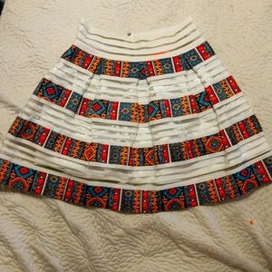 Lulumari Aztec print and shear stripe mini skirt size small